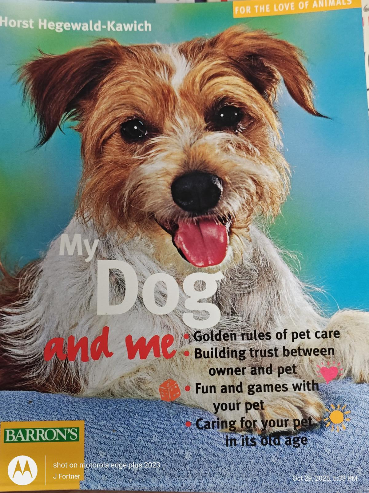 My Dog and Me book cover featuring a happy dog with a playful expression.