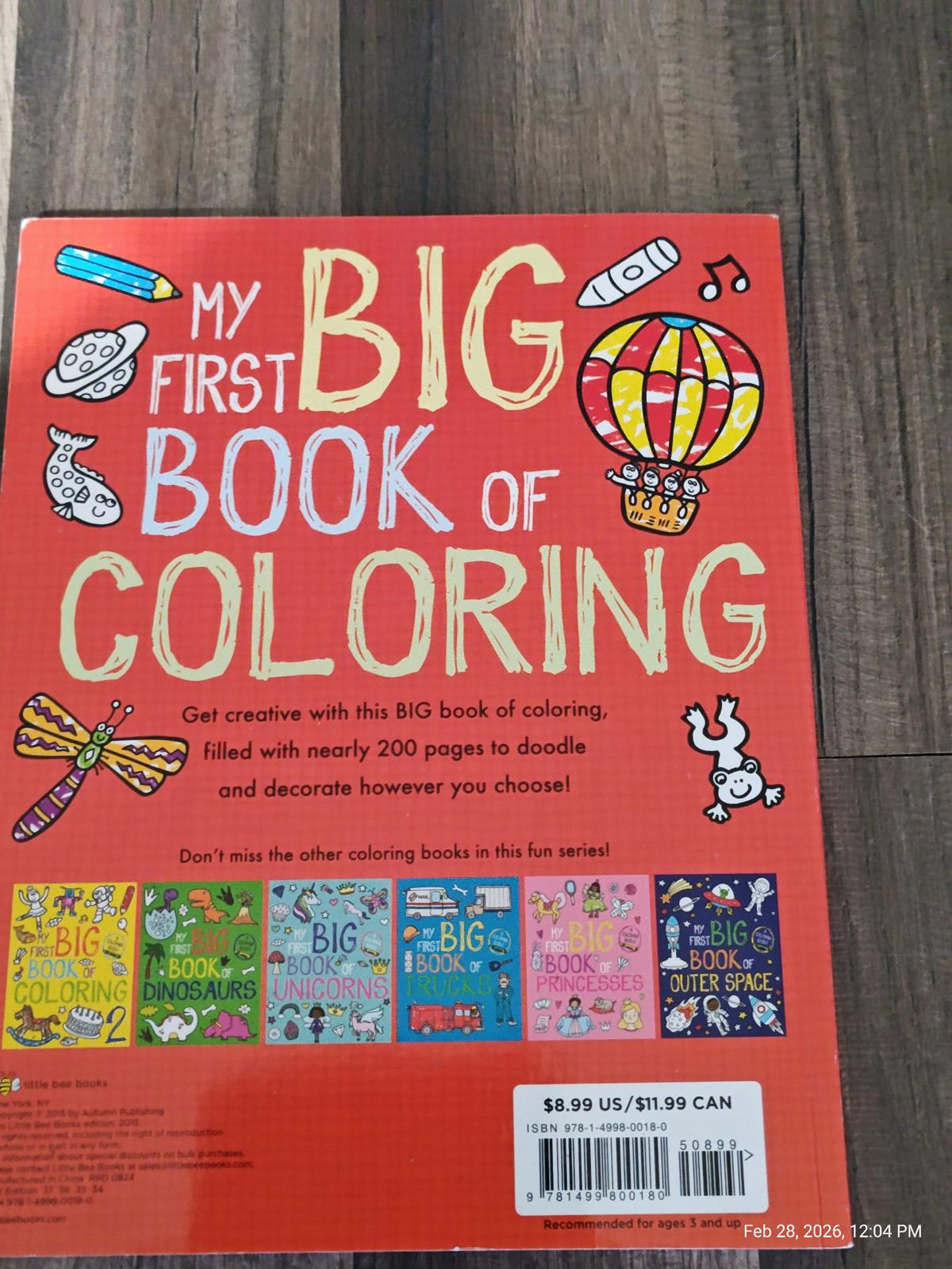 My First Big Book of Coloring features colorful doodles and designs for creative fun.