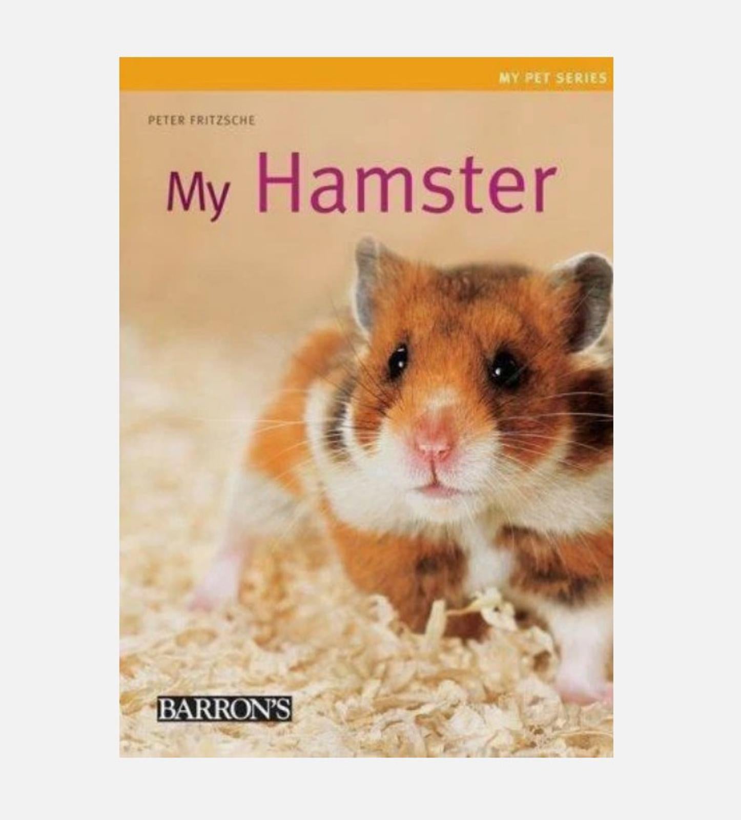 My Hamster book cover featuring a cute hamster on a bed of bedding.