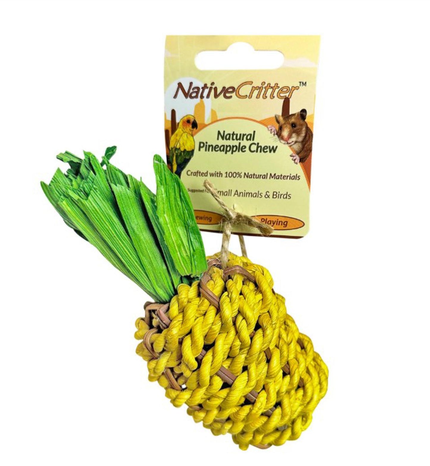 Natural Pineapple Chew for small animals, crafted with natural materials and vibrant yellow color.