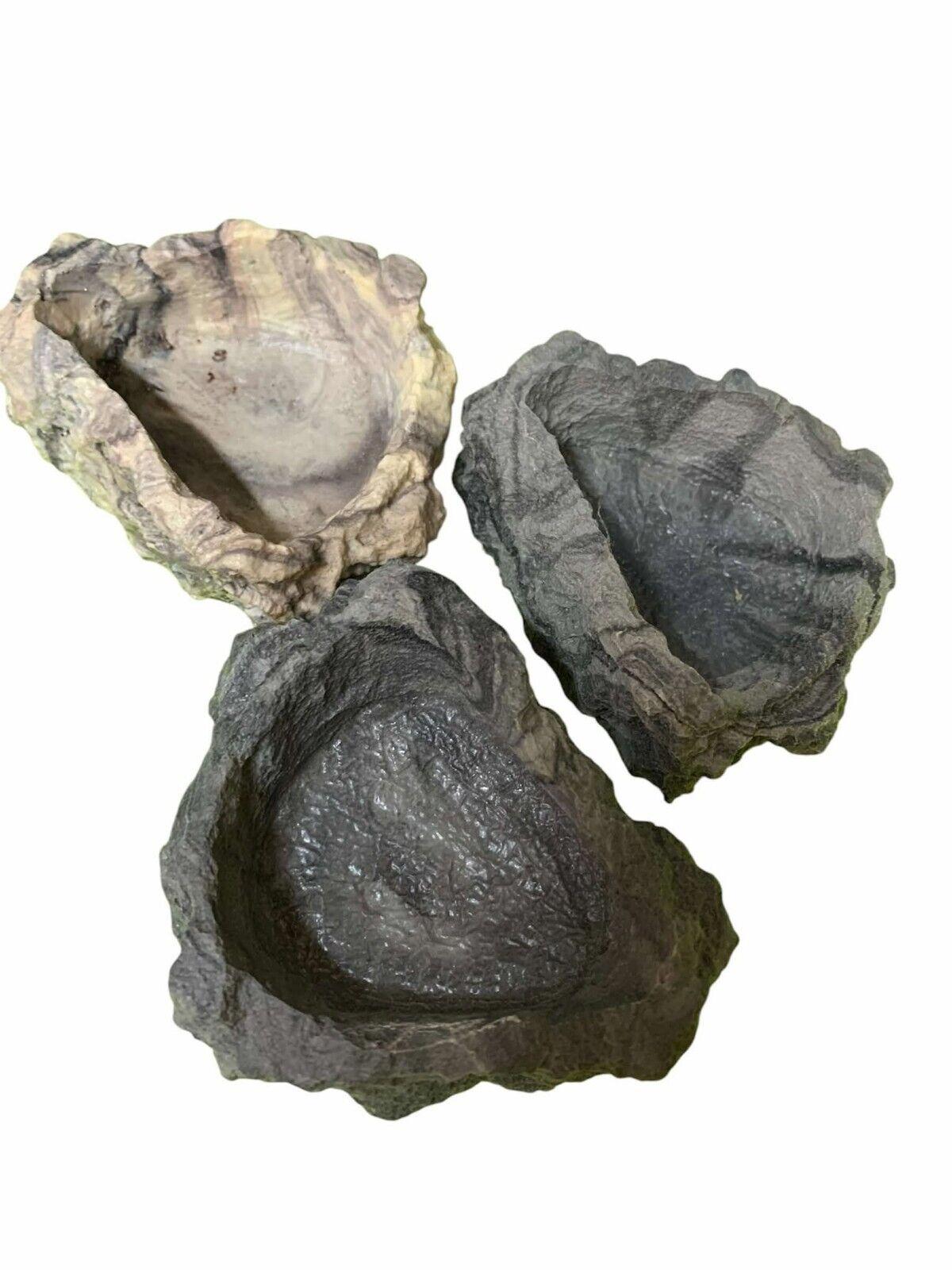 Natural Stone Bowl Set featuring three unique shapes and textures.