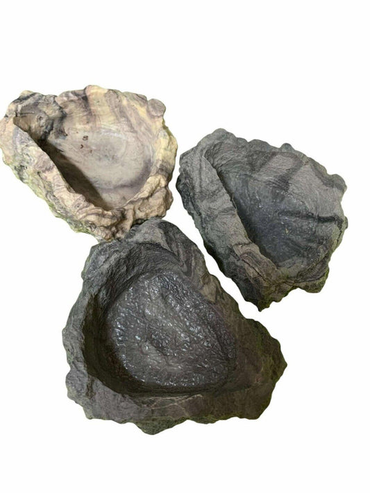 Natural Stone Bowl Set featuring three unique shapes and textures.