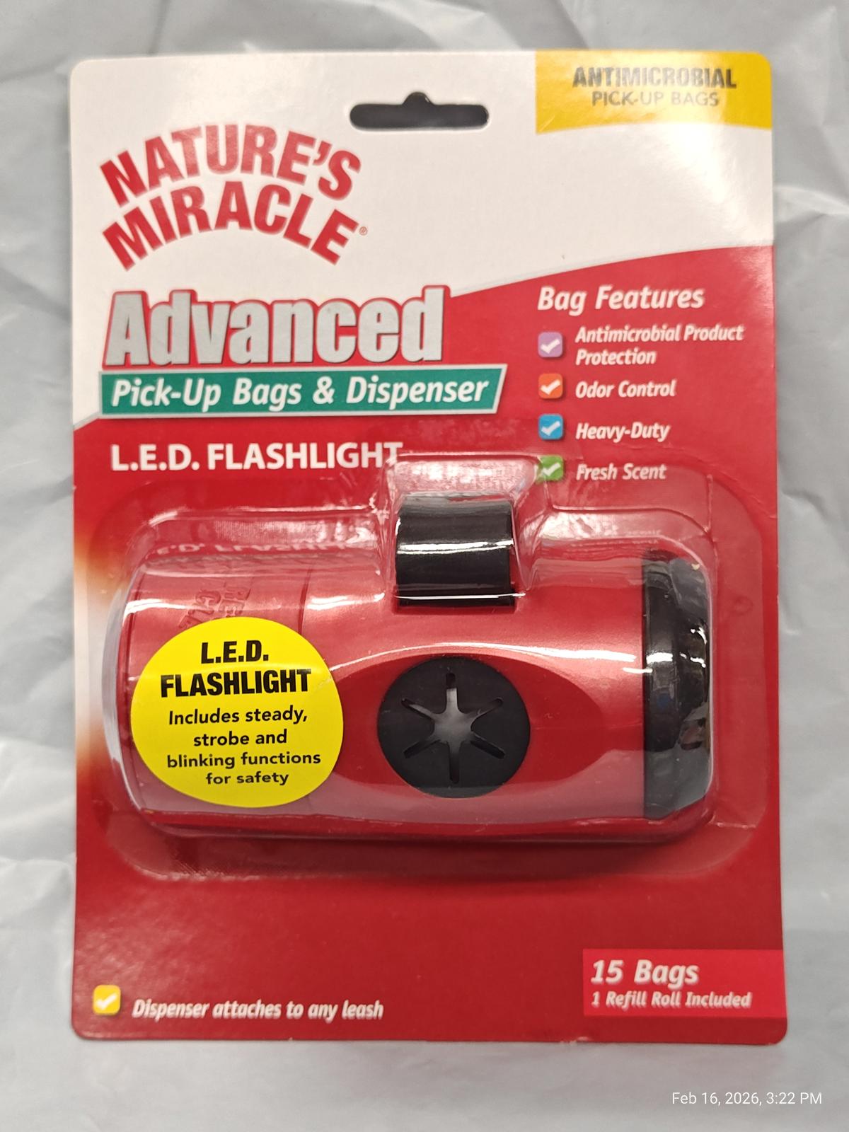 Nature's Miracle Advanced L.E.D. flashlight with antimicrobial features and odor control.