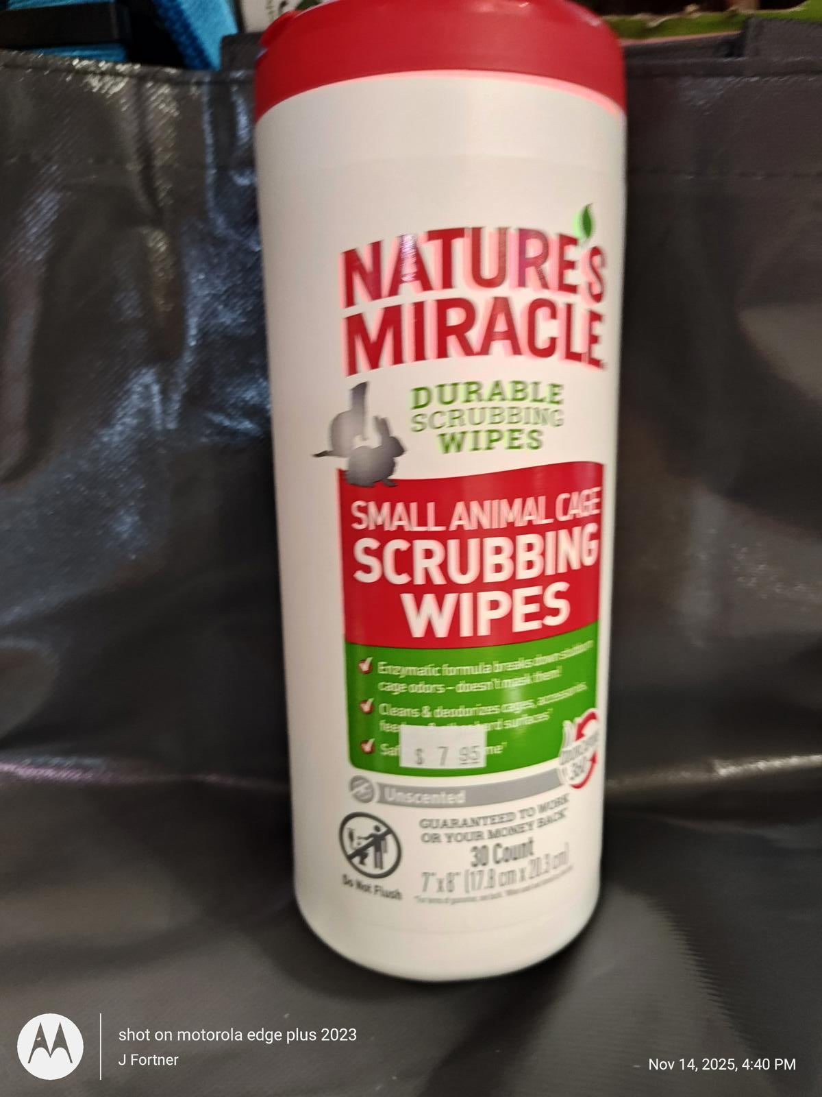 Nature's Miracle Small Animal Cage Scrubbing Wipes for effective cleaning and odor control.
