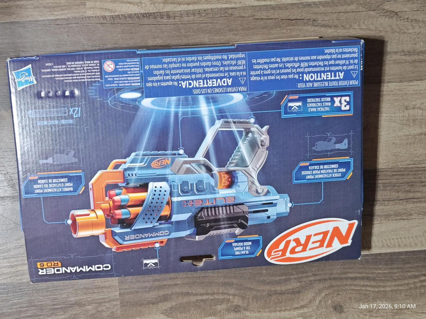 NERF Commanche blaster box showcasing vibrant colors and detailed features.