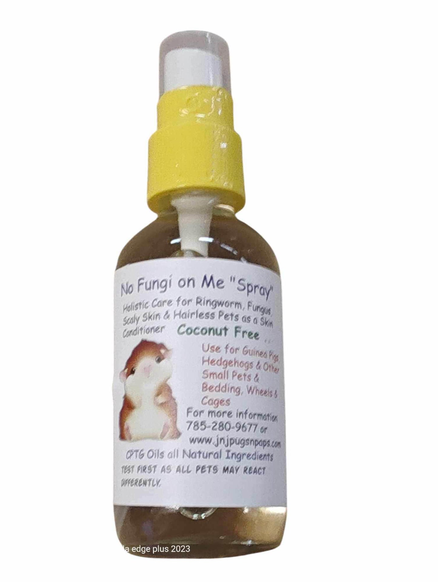 No Fungi On Me Spray for ringworm and fungal infections, coconut free, suitable for pets.