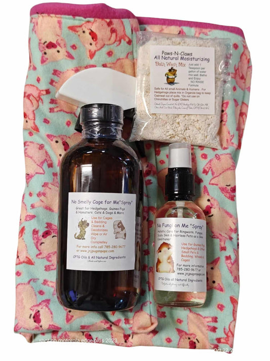 No Smelly Cage for My Tiger pet odor eliminator kit with spray bottle and natural powder.