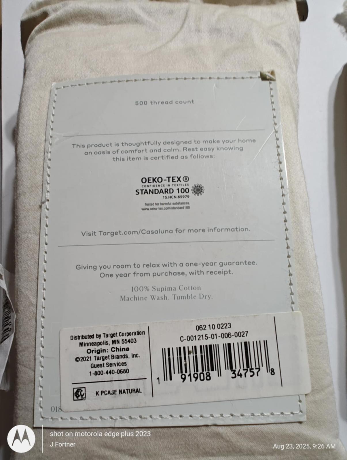 Oeko-Tex Standard 100 certified cotton fabric, soft and durable for various uses.