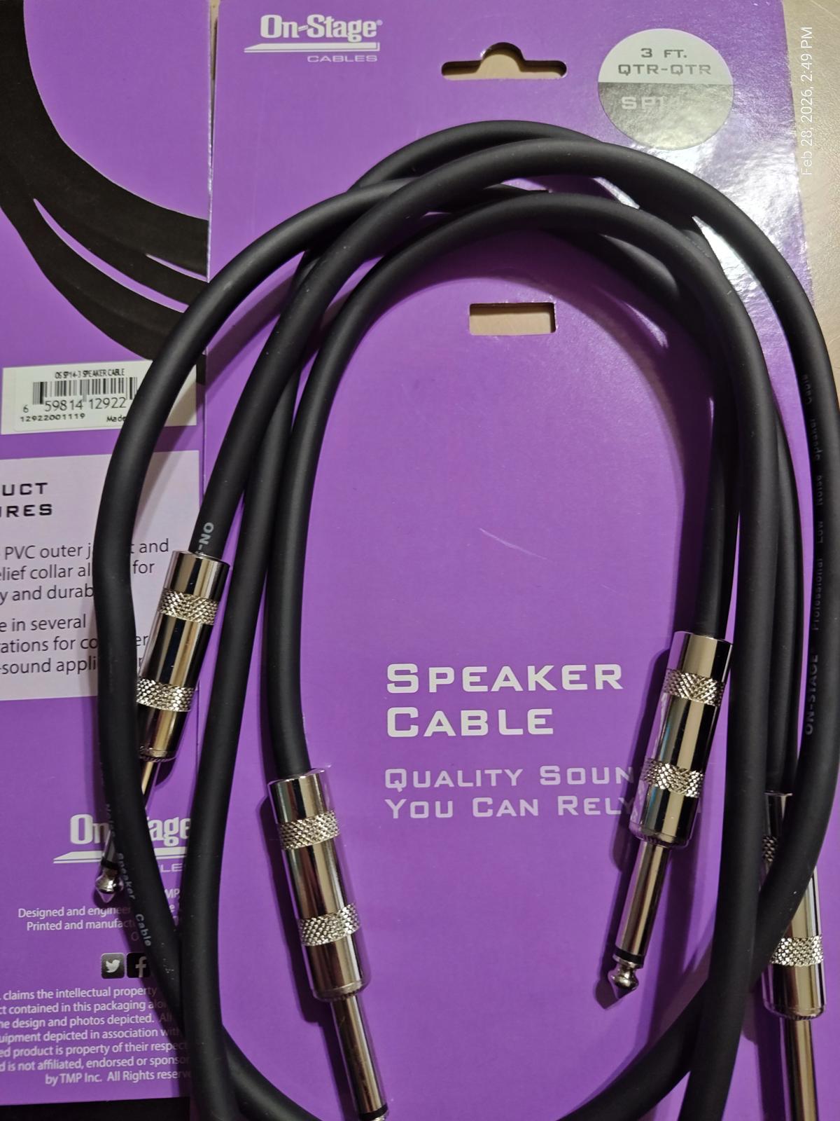 On-Stage speaker cable featuring durable PVC construction and quality sound.