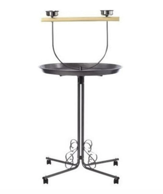 Outdoor Serving Cart with metal frame and wooden top for easy mobility.