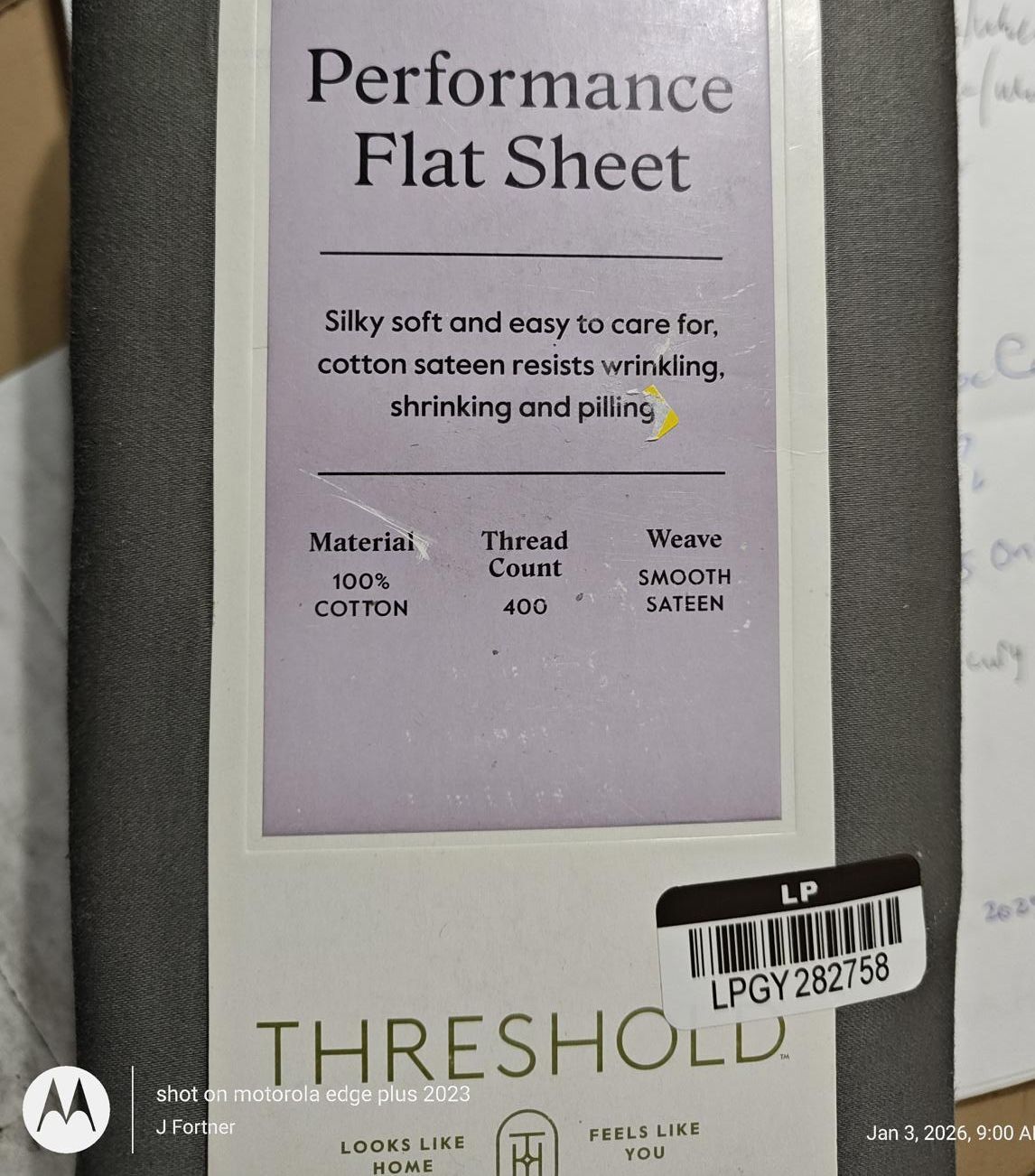 Full Threshold 400 Thread Count Performance Flat Sheet Sateen GRAY  100% Cotton