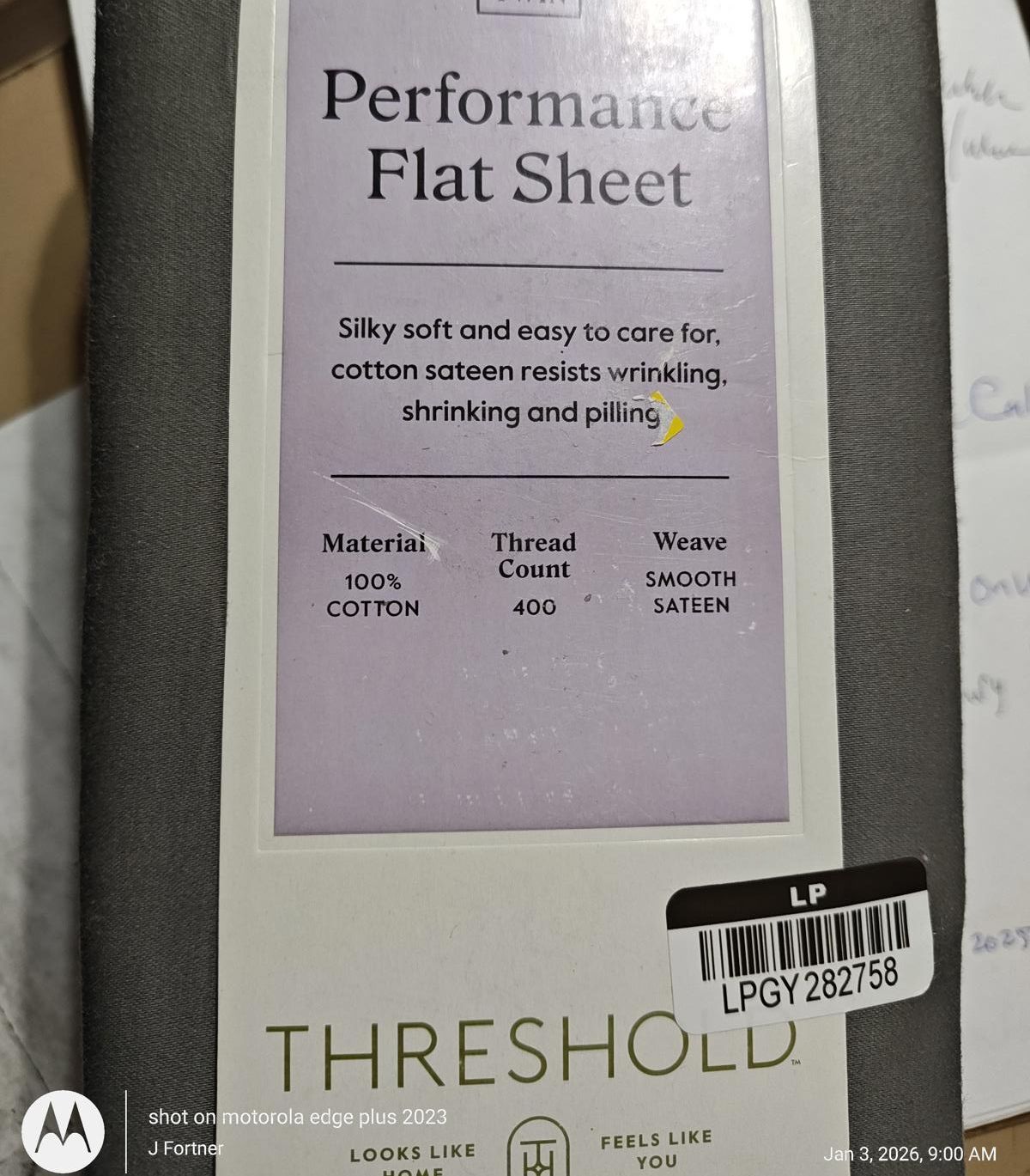 Full Threshold 400 Thread Count Performance Flat Sheet Sateen GRAY  100% Cotton
