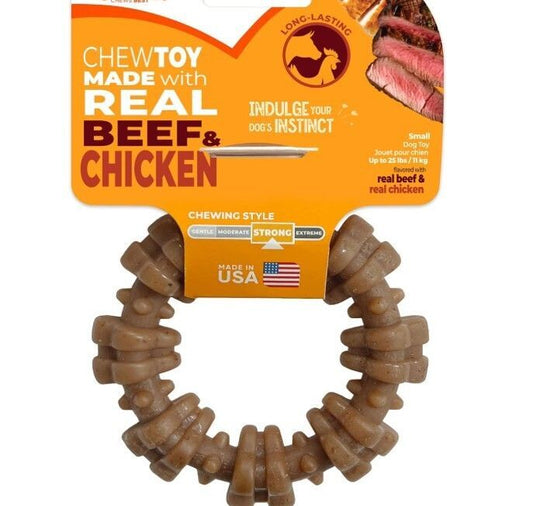 Strong Chew Ring Dog Chew Toy Made with Real Beef & Chicken