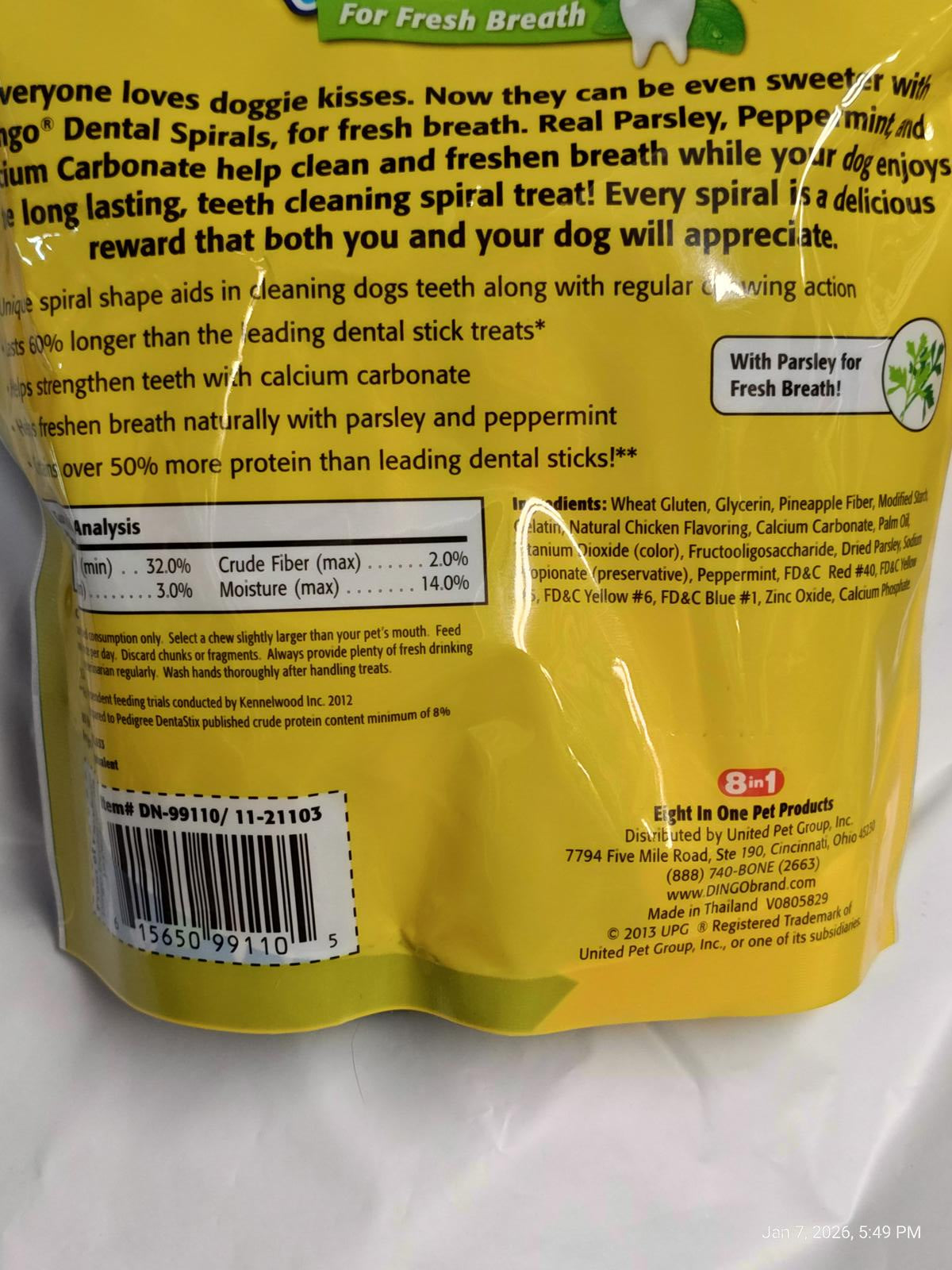 Parsley for Fresh Breath Dental Spirals provide a tasty dental treat for dogs, promoting fresh breath and dental health.