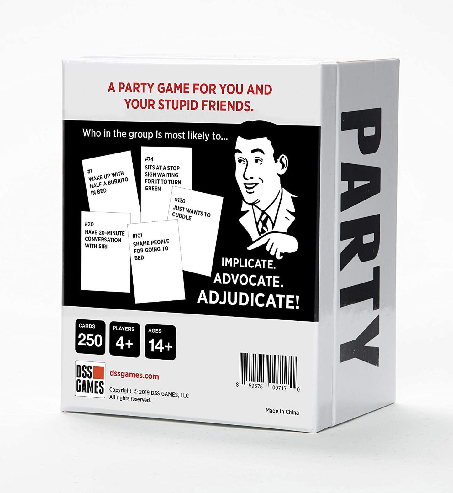 Party Game for you and your stupid friends featuring 250 cards for fun group activities.