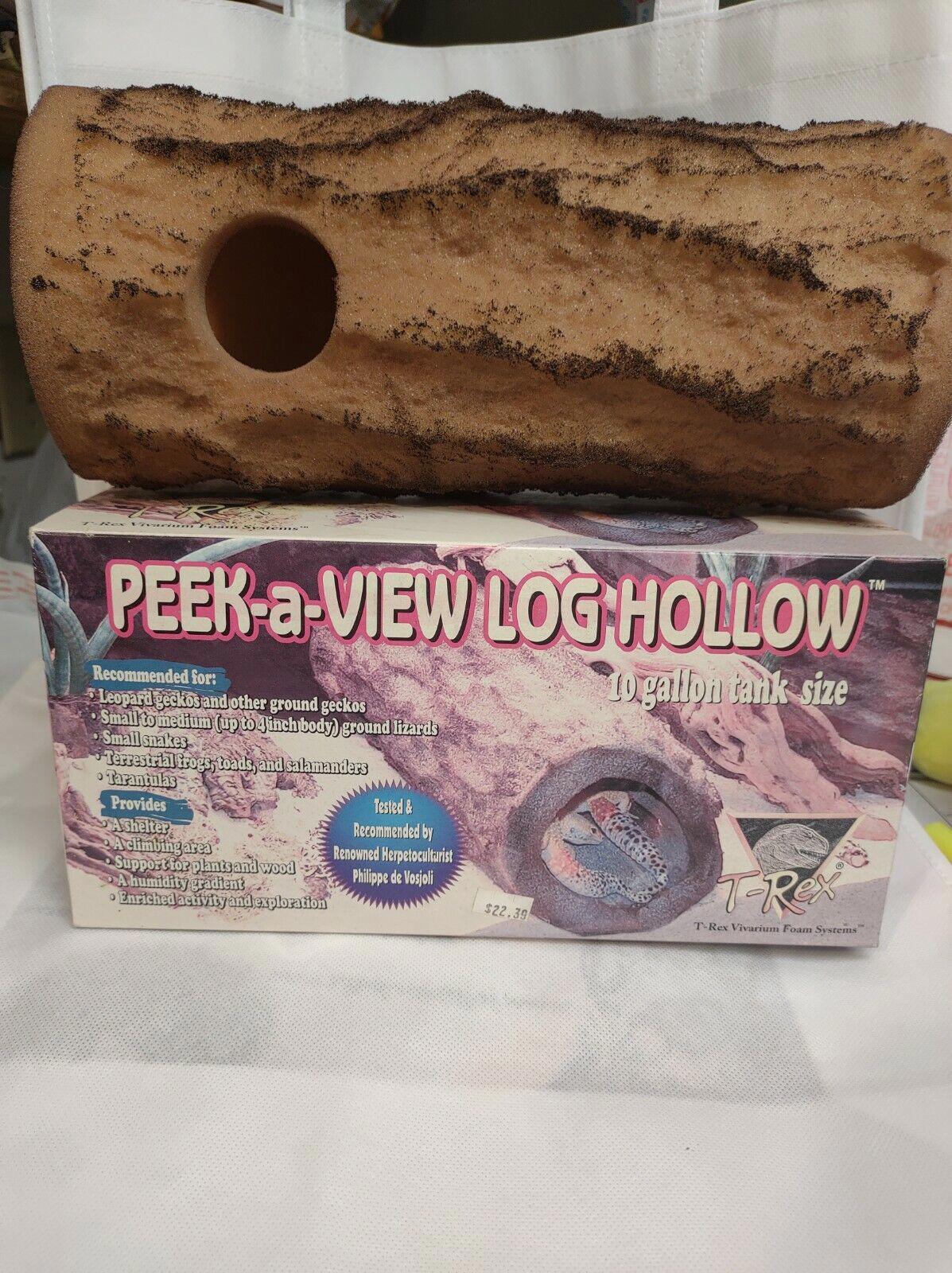 Peek-a-View Log Hollow for 10-gallon tanks, featuring a natural wood design and hollow center.