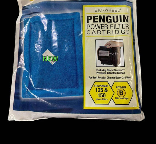 Penguin power filter cartridge featuring black diamond activated carbon for optimal filtration.