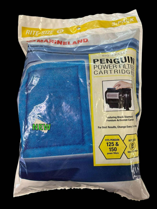Penguin power filter cartridges in a blue packaging, designed for optimal filtration performance.