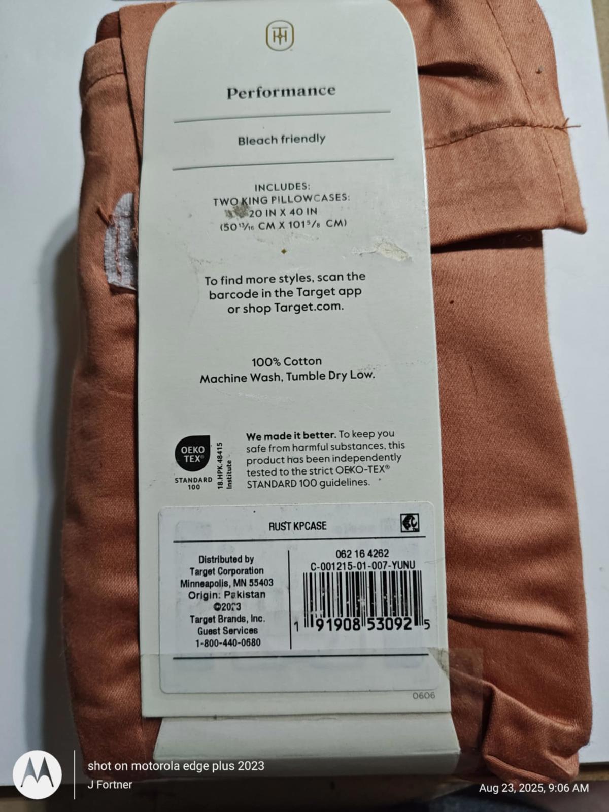 Performance pillowcase set in soft peach color, includes two pillowcases, bleach friendly.