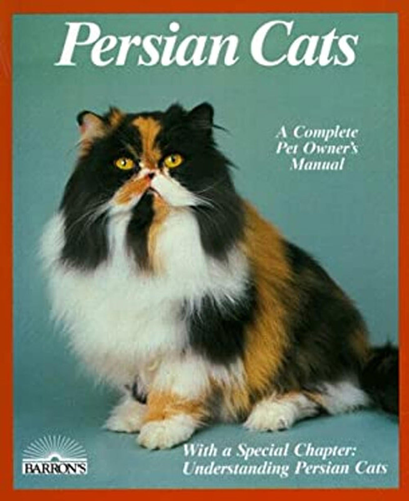 Persian Cats book cover featuring a fluffy calico cat with striking yellow eyes.