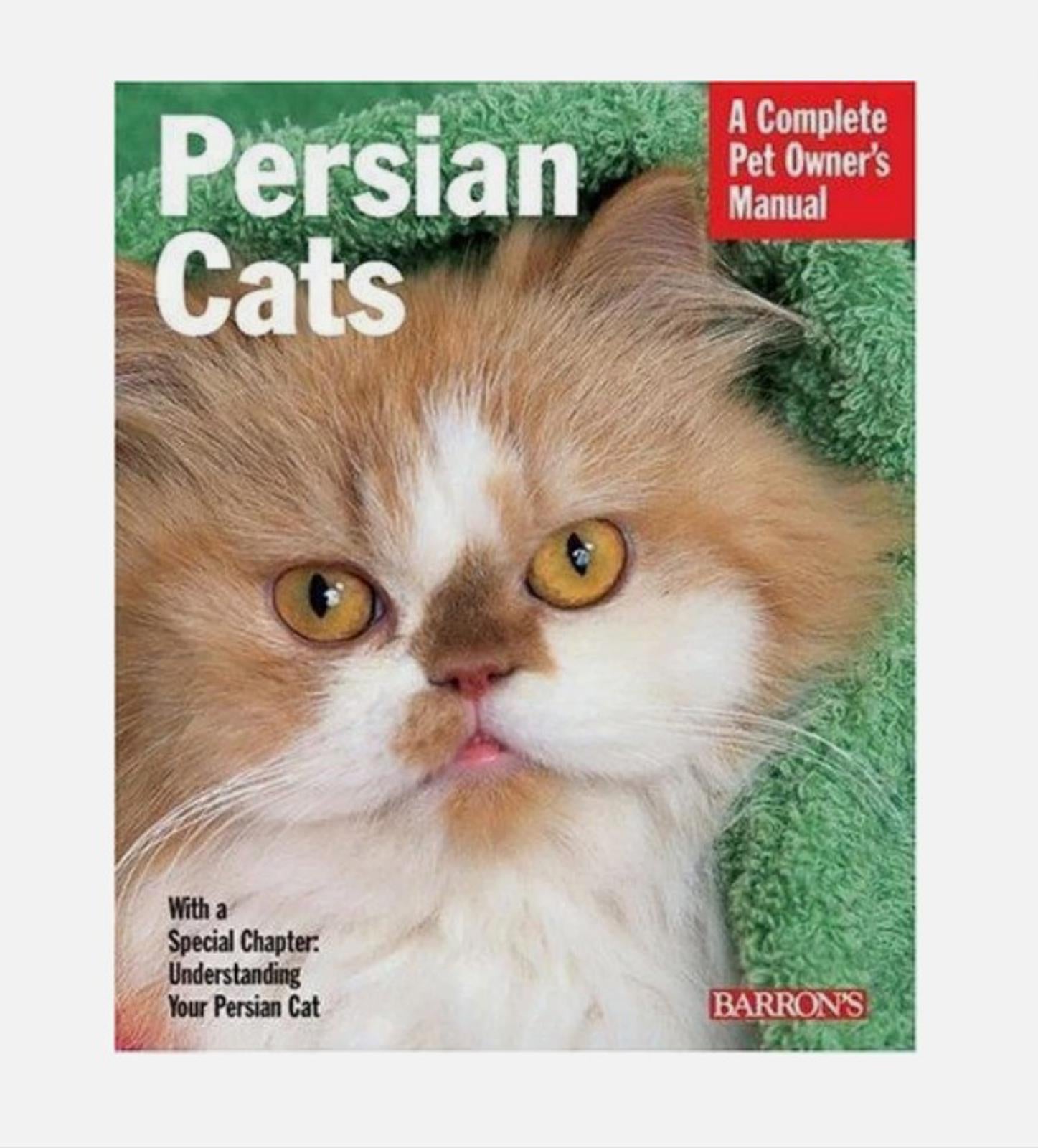 Persian Cats book cover featuring a close-up of a fluffy Persian cat with striking yellow eyes.