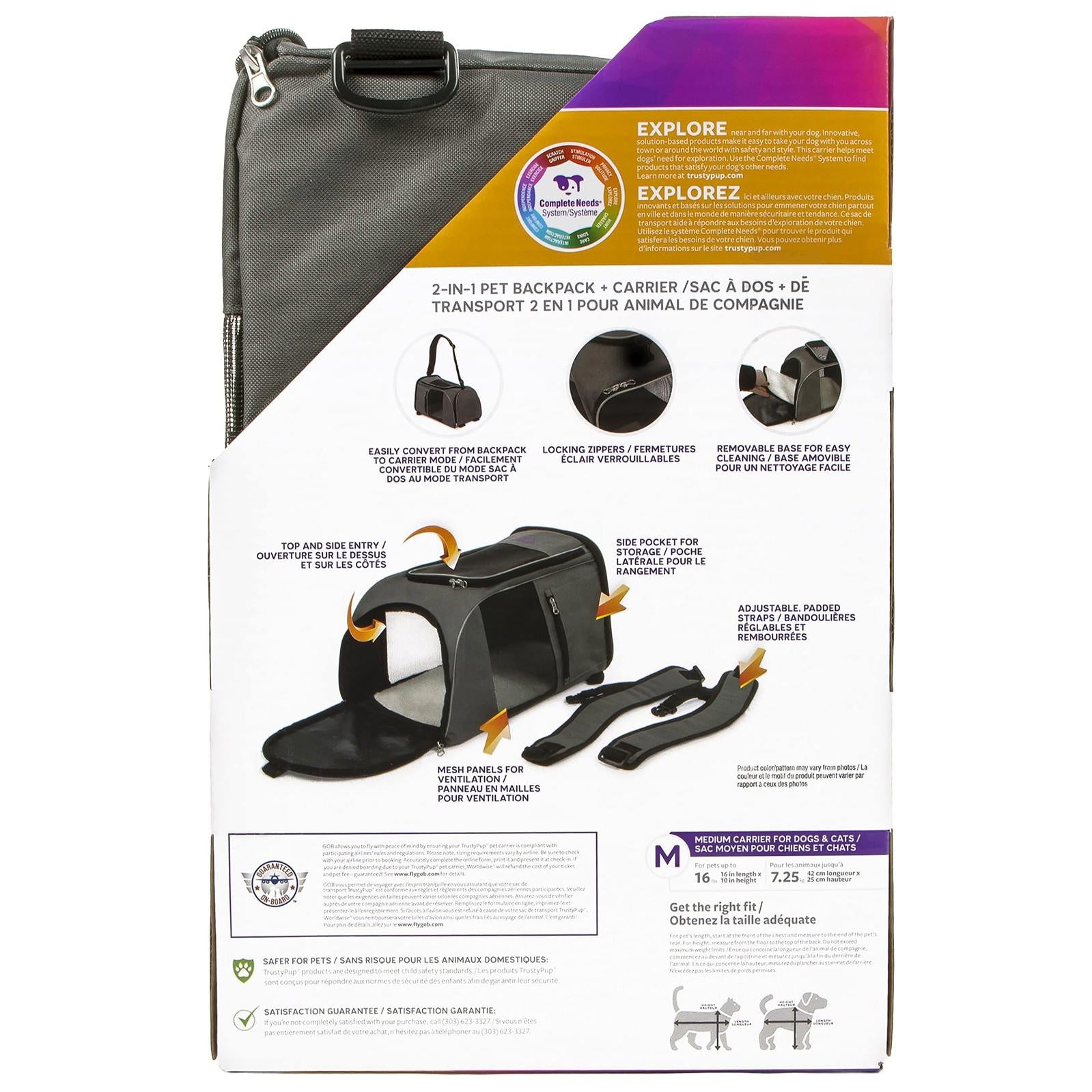 Pet backpack carrier featuring a sleek black design with adjustable straps and multiple compartments.