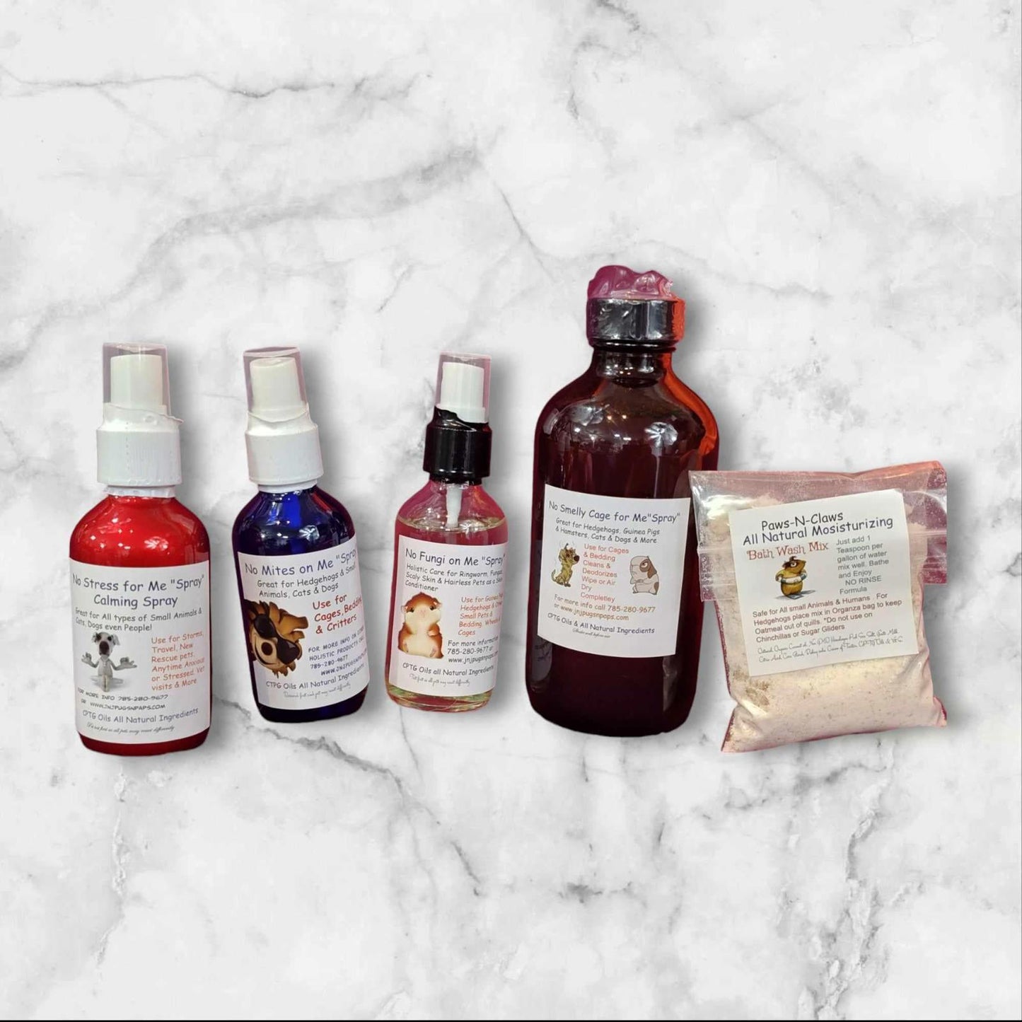 Pet Care Set for Dogs and Cats includes sprays and powders for grooming and care.
