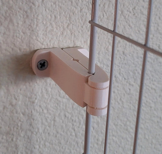 Pet Gate Hinge for secure attachment, featuring a sturdy design and light color.
