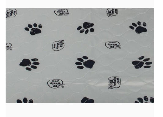 Pet Paw Print Wrapping Paper featuring black paw prints on a light background.