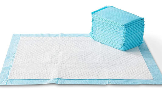 Pet Training Pads featuring a blue border and absorbent surface for easy cleanup.