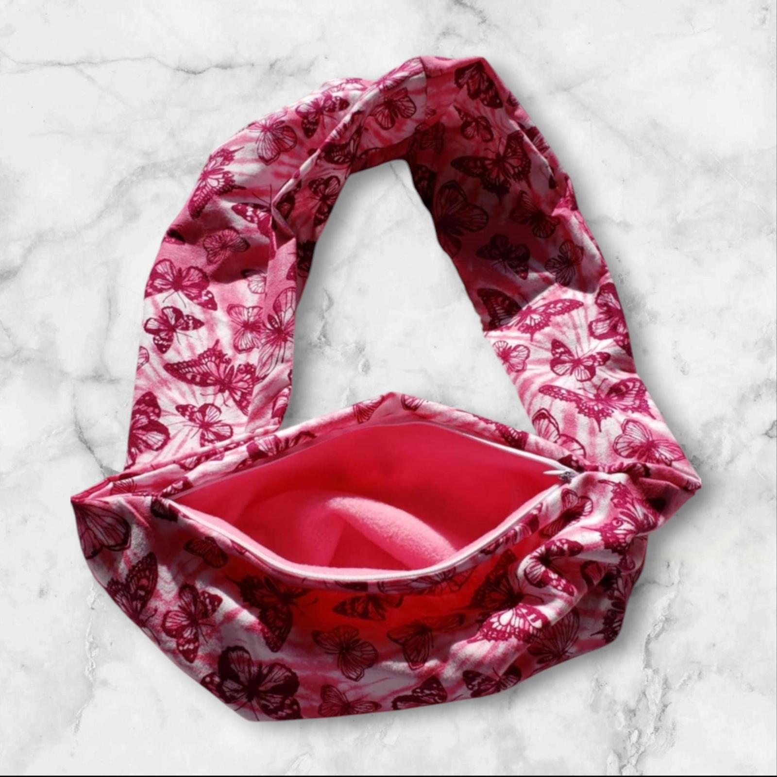 Pink Butterfly Print Tote Bag with spacious interior and soft handles.