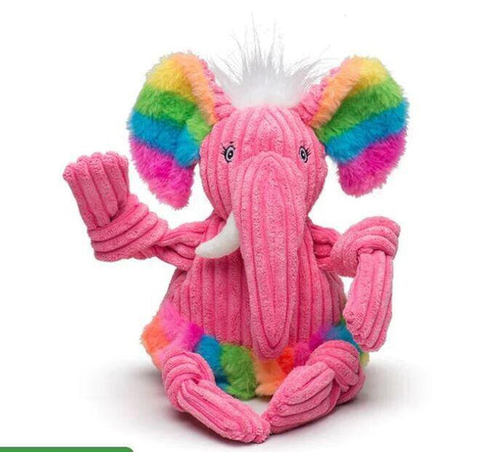 Rainbow Plush Elephant features vibrant colors and a soft texture, perfect for cuddling.