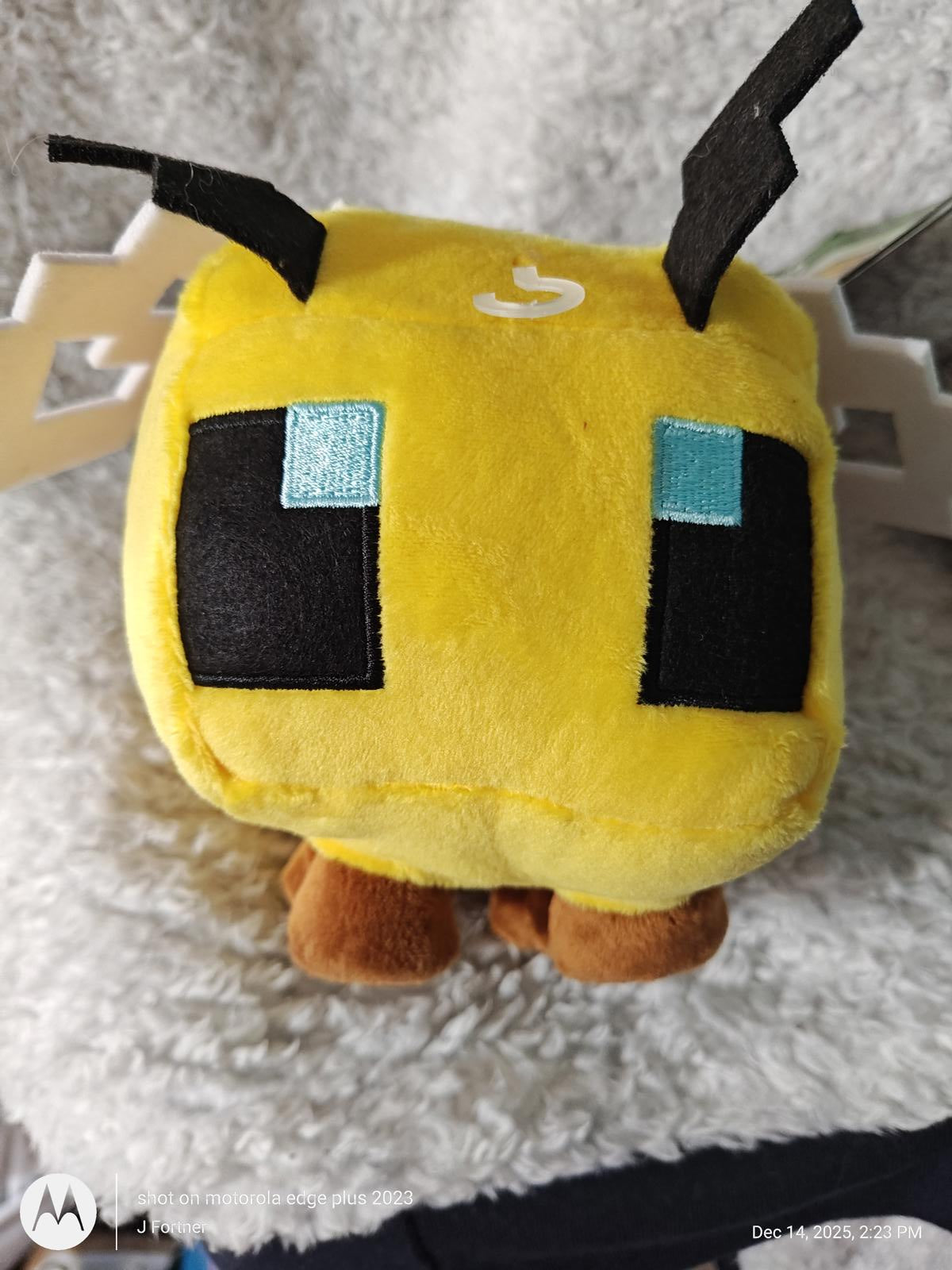 Plush Bumblebee Toy featuring yellow body and black antennae, perfect for kids.