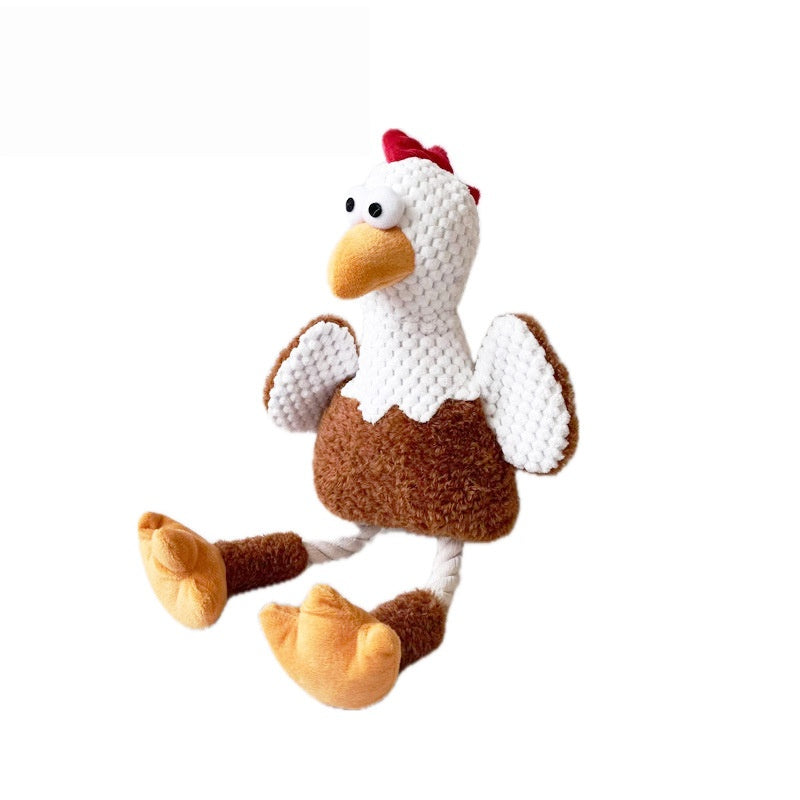 Plush Chicken Toy with textured body and bright colors, perfect for pets.
