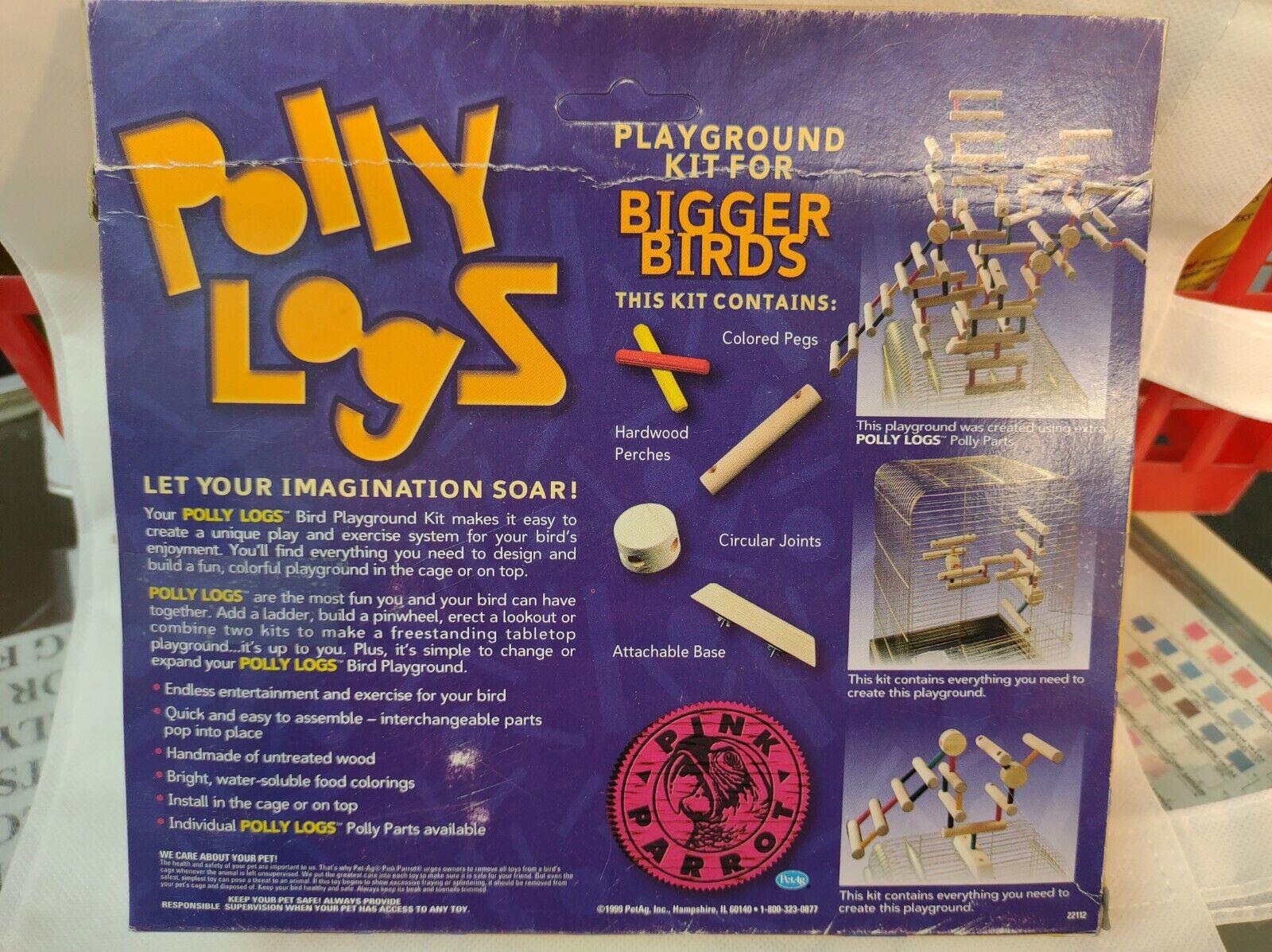 Polly Logs playground kit for bigger birds, featuring colorful building pieces and instructions.