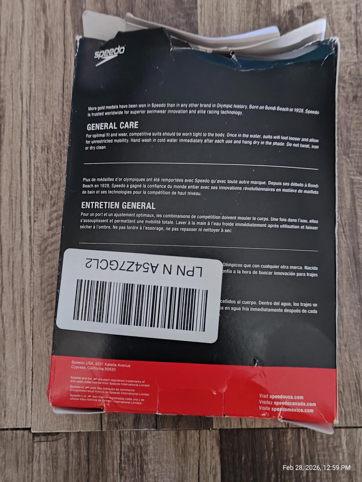 Product packaging for a general care item with care instructions and barcode.