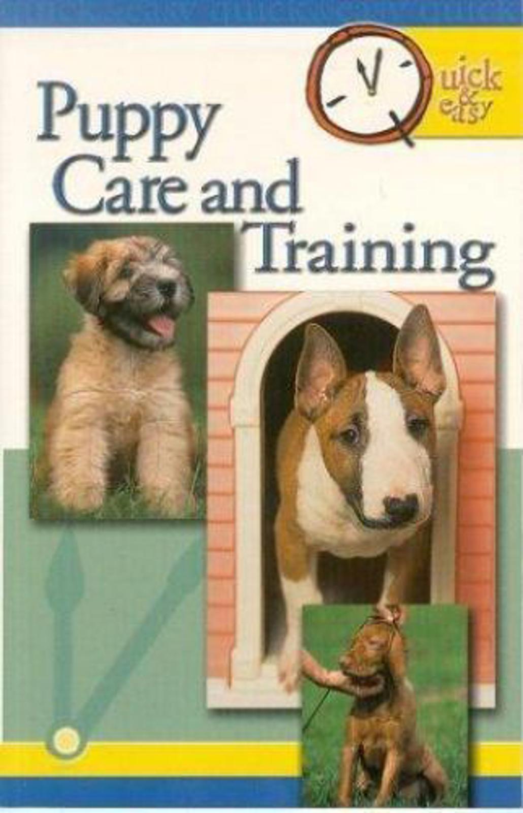 Puppy Care and Training guide featuring adorable puppies and training tips.