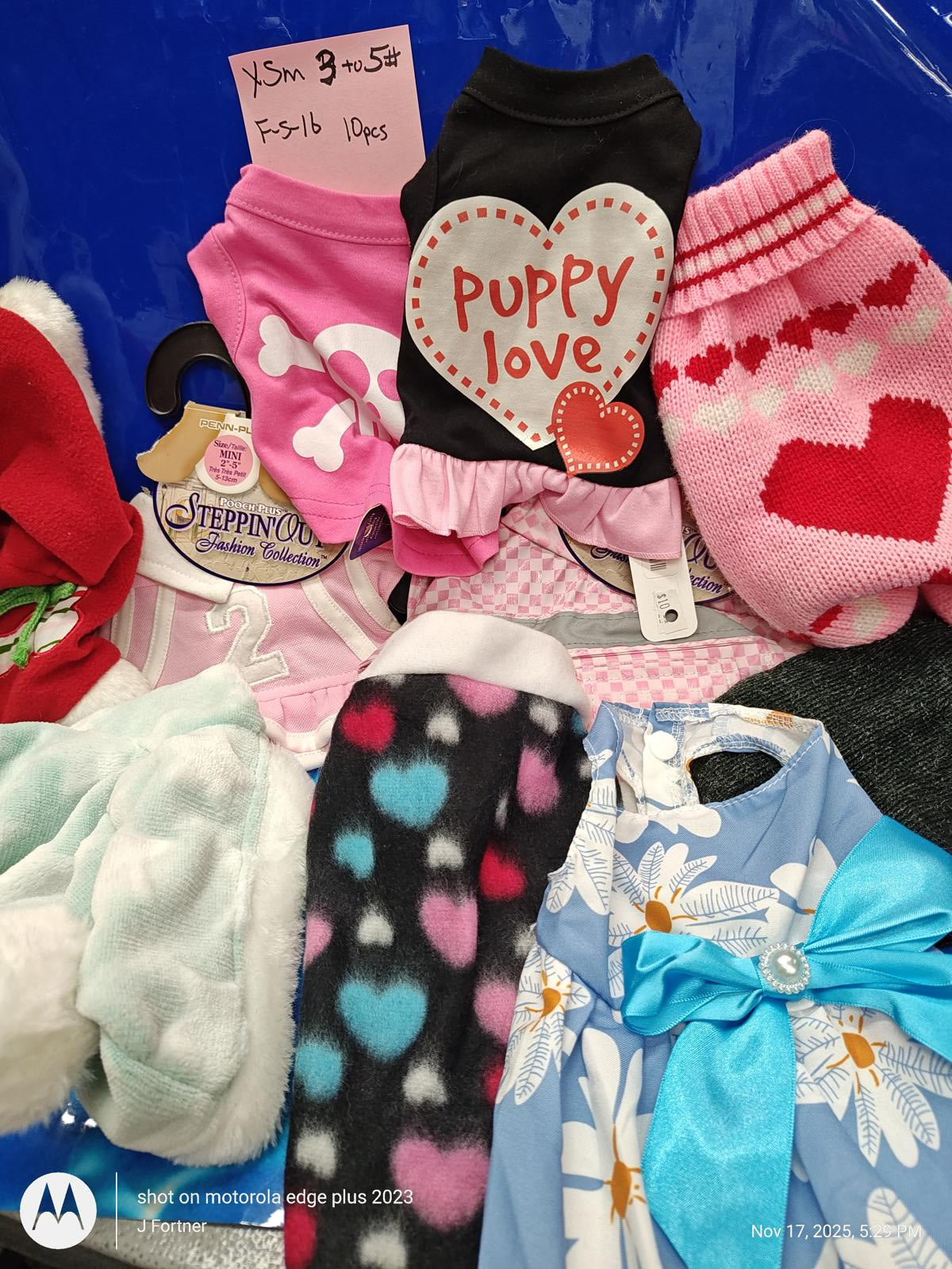 Puppy Love dog sweater featuring heart design, perfect for small dogs.