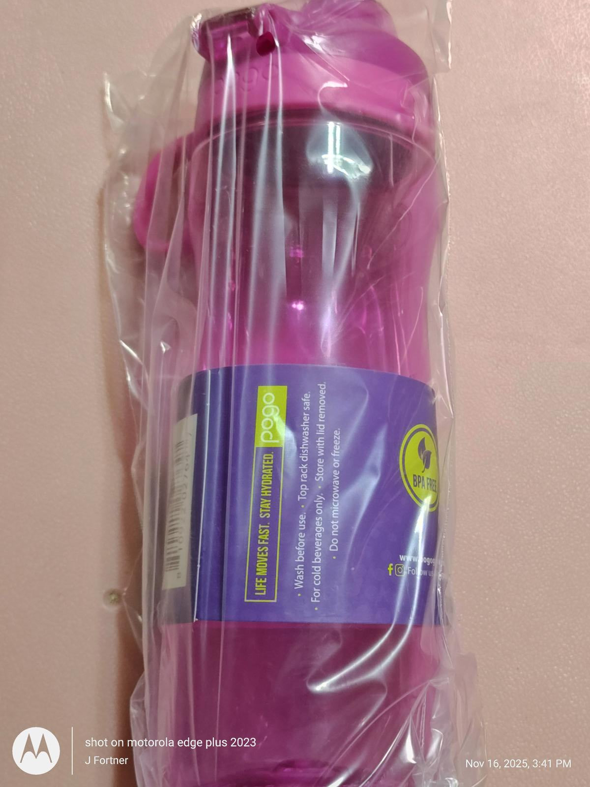 Purple Eco-Friendly Water Bottle with Straw and Lid.