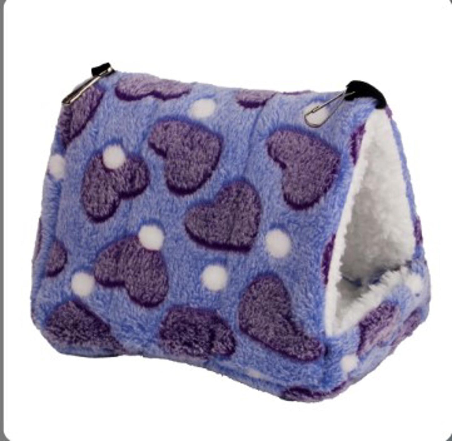 Purple Heart Pet Bed featuring a soft, cozy design with heart patterns and a plush interior.