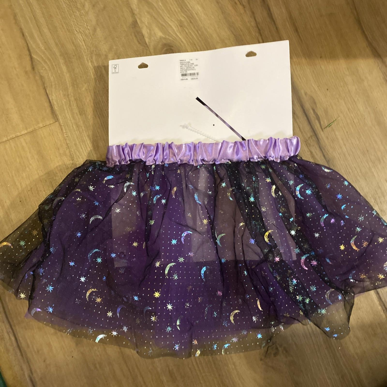 Purple Moon and Stars Tutu Skirt with Glittery Details.