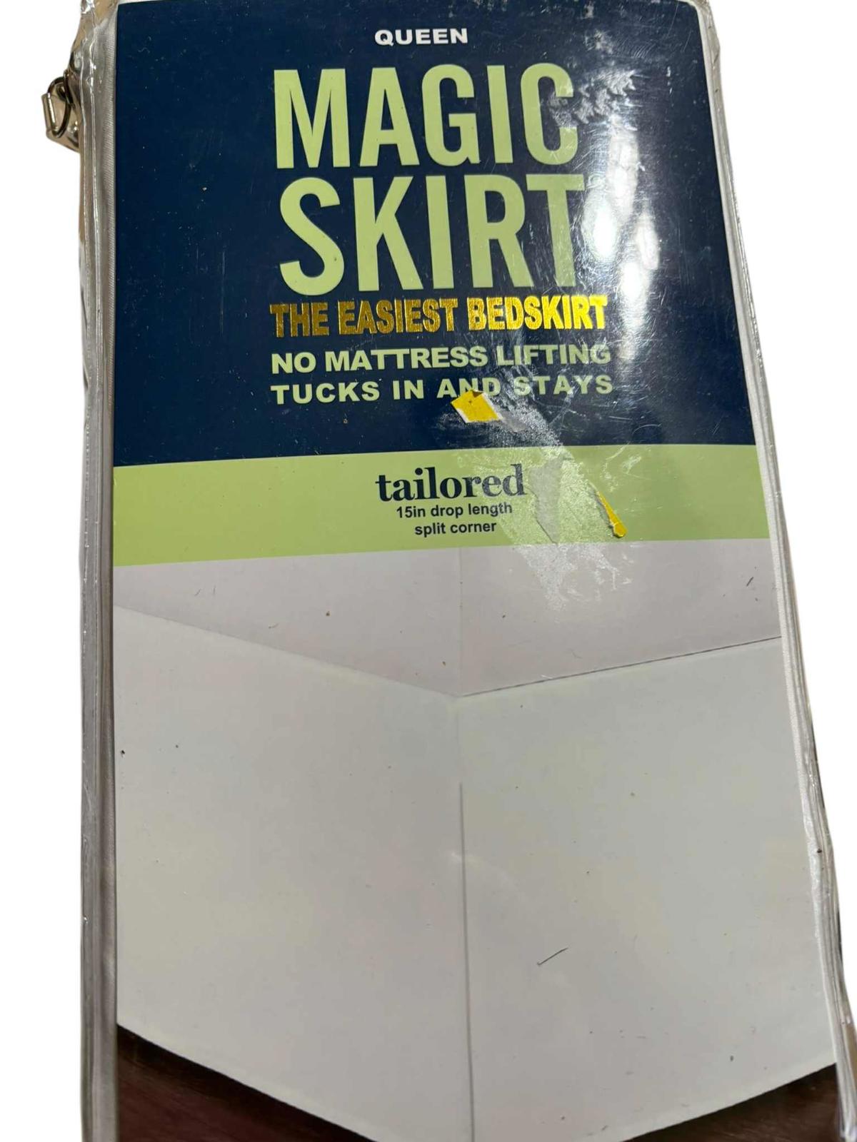 Queen Magic Skirt bed skirt designed for easy use without mattress lifting.