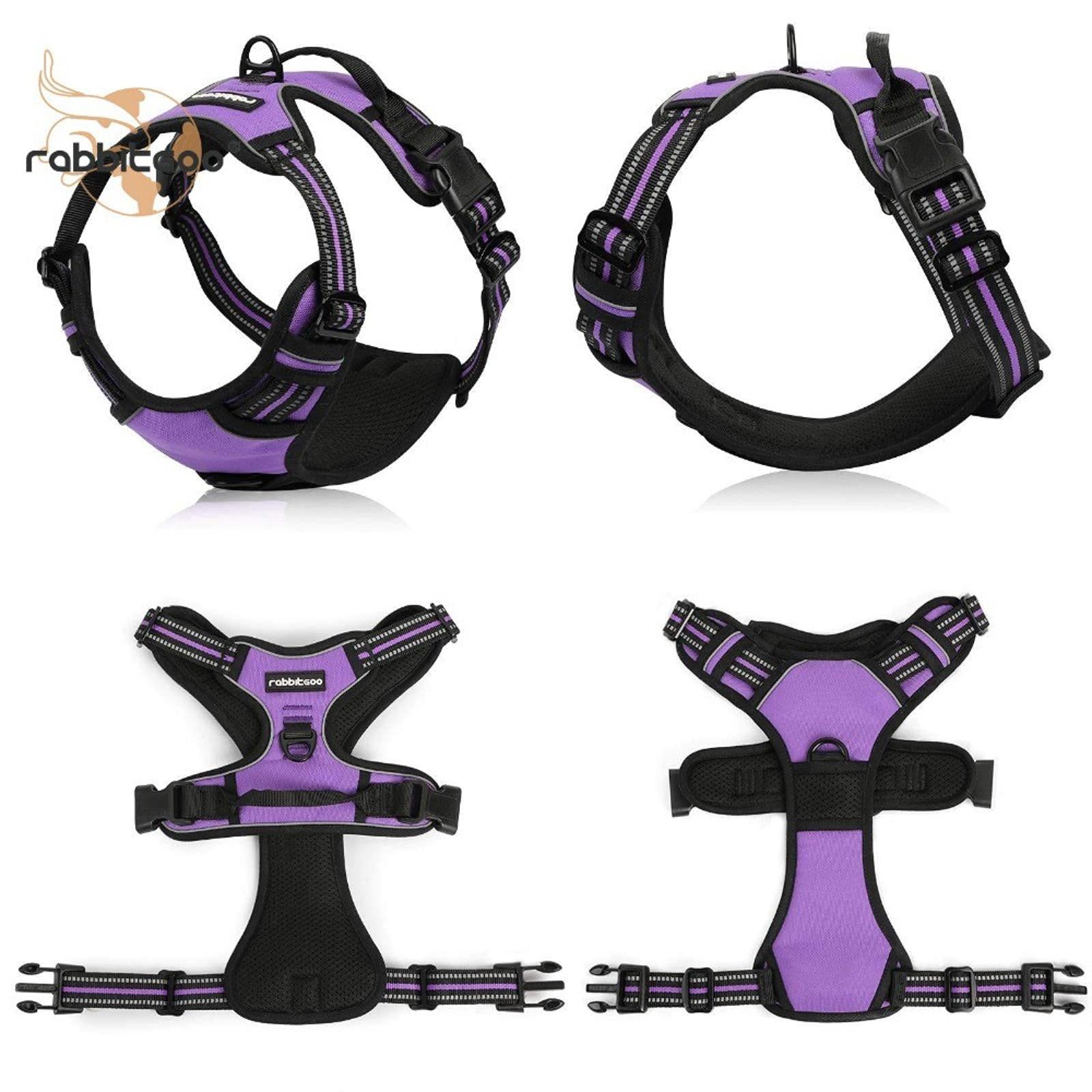 RabidCats purple dog harness featuring adjustable straps and padded design for comfort.