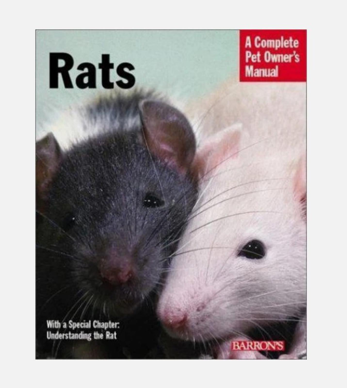 Rats book cover featuring a black and white rat, ideal for pet owners.