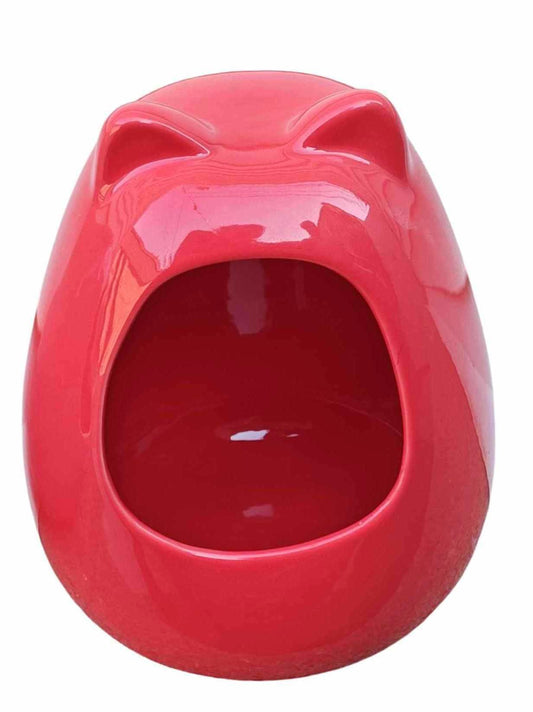 Red Cat Cave Bed features a unique design with an open mouth shape for cozy lounging.