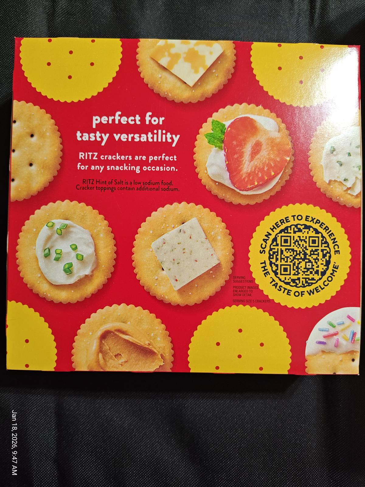 Ritz Crackers box featuring various toppings for tasty versatility.