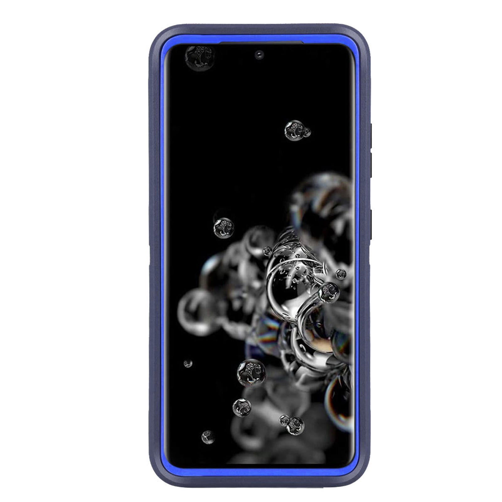 Samsung Galaxy S20 with a sleek protective case showcasing bubbles on the screen.