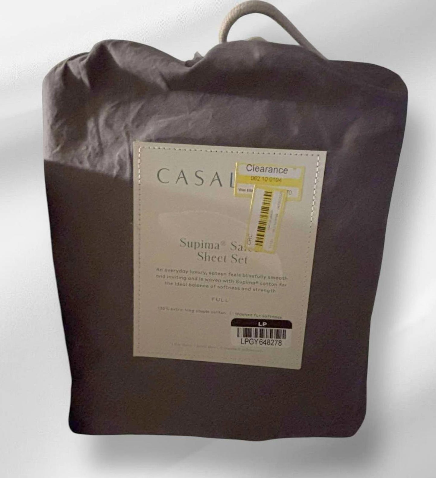 NEW Casaluna Supima FULL Sateen Solid Sheet Set  100% Cotton DARK GREY Color