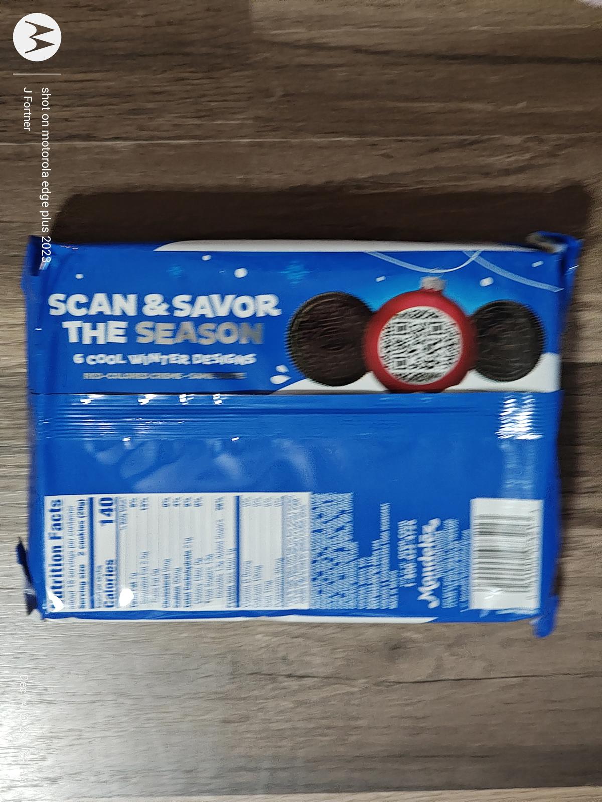 Scan & Savor The Season cookie package featuring six cool wafer designs.