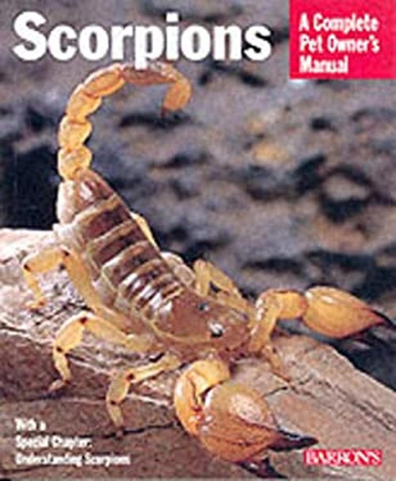 Scorpions manual featuring a detailed image of a scorpion on a rocky surface.